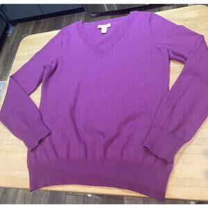 Banana Republic Fine Merino Wool Wine Dark Purple V-Neck Sweater Women’s L